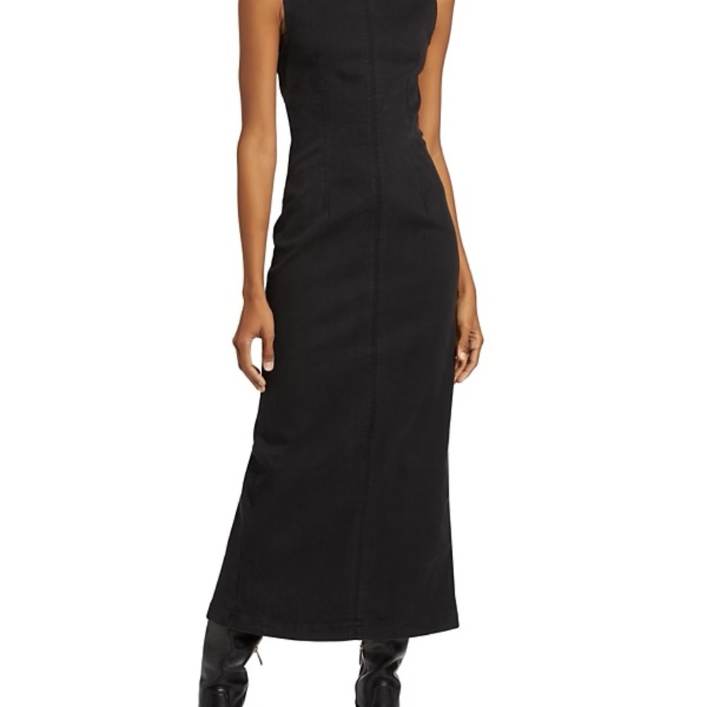 Kendi Denim Midi Dress In Washed Black - 2
